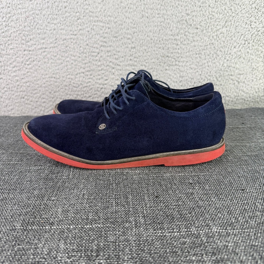 G/FORE Gallivanter Shoes Mens 9.5 Navy Blue Red Suede Spikeless Golf Derby